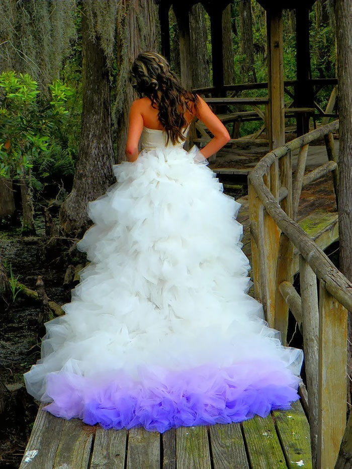 blue dipped wedding dress