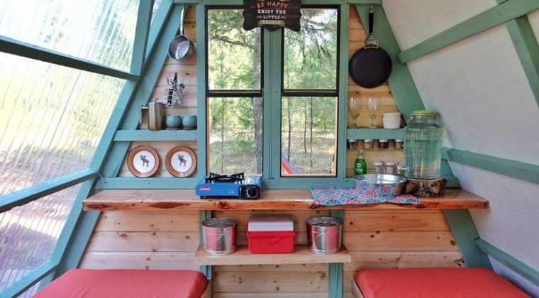 a-frame cabin interior