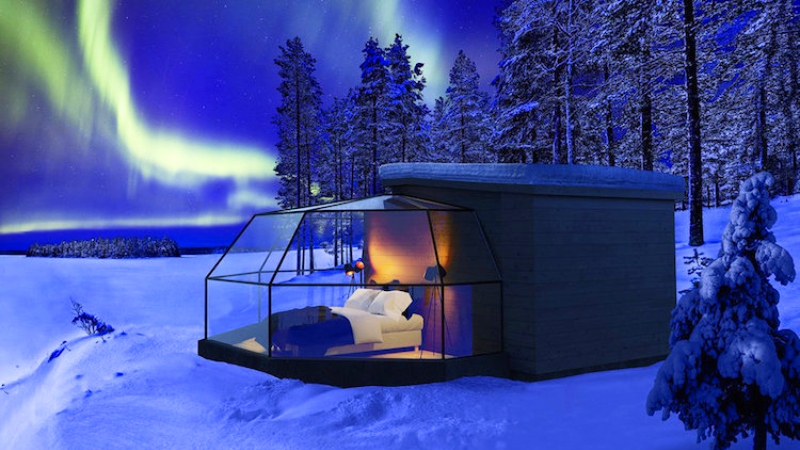 glass igloo in finland