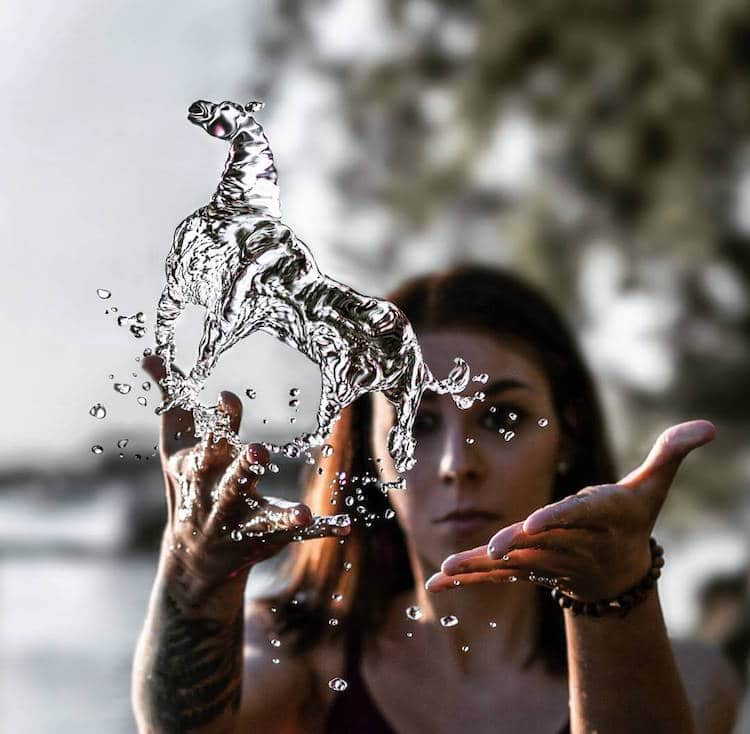 water, hands, horse, woman