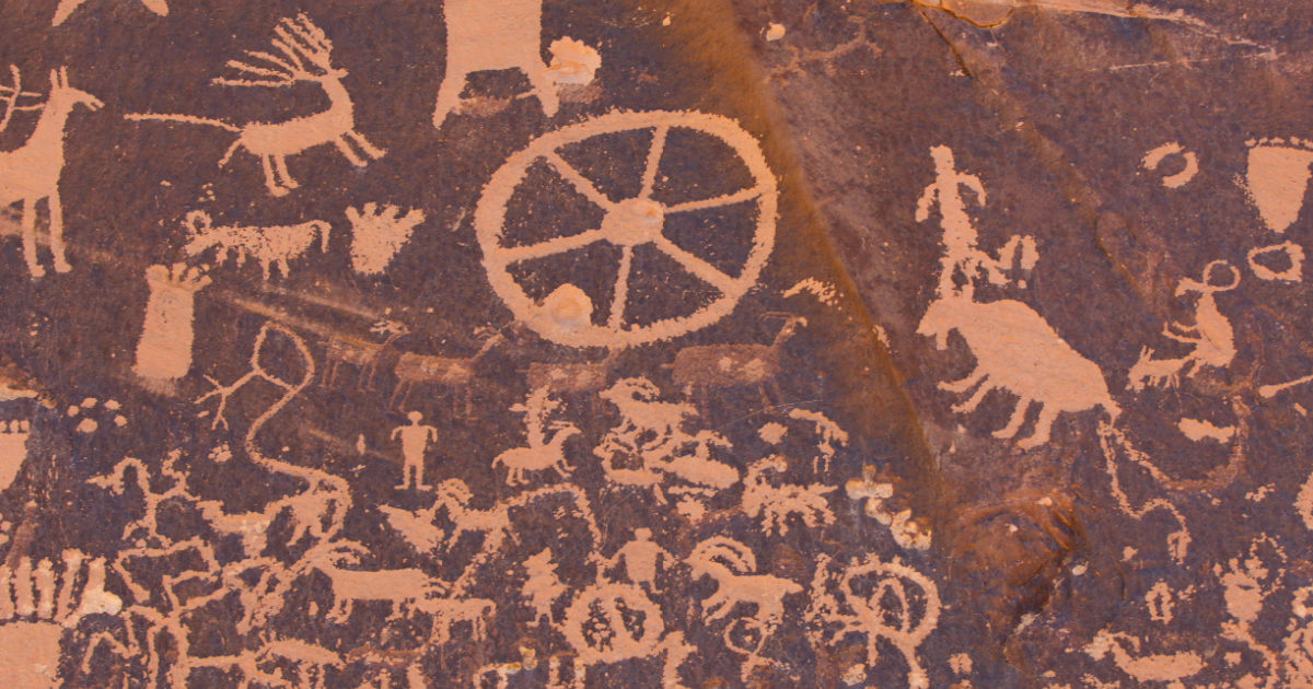 Petroglyphs carved in rocks by the Navajo and Hopi native American tribes.