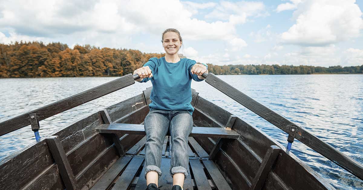 woman on a boat