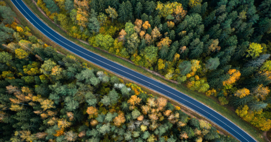 arial view road