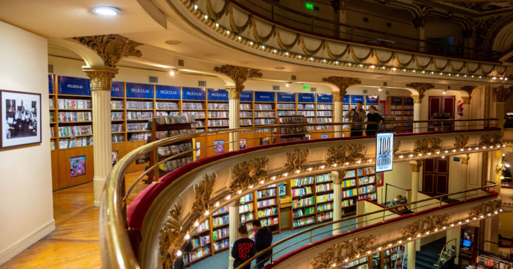 Buenos Aires. Argentina / 07.24.2015. Panoramic view of the interior of the El Ateneo Grand Splendid bookstore.

