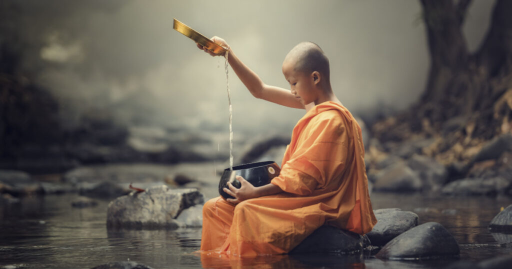 novice monks thailand ,buddhist temple,Novice monk went on a pilgrimage alone stay outdoors.
