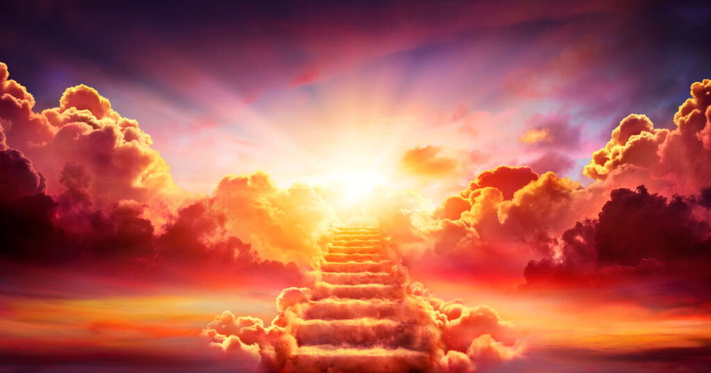 Stairway Leading Up To Sky At Sunrise - Resurrection And Entrance Of Heaven
