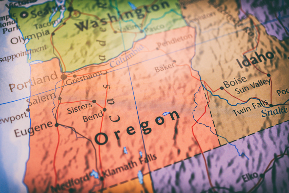 Oregon state on map