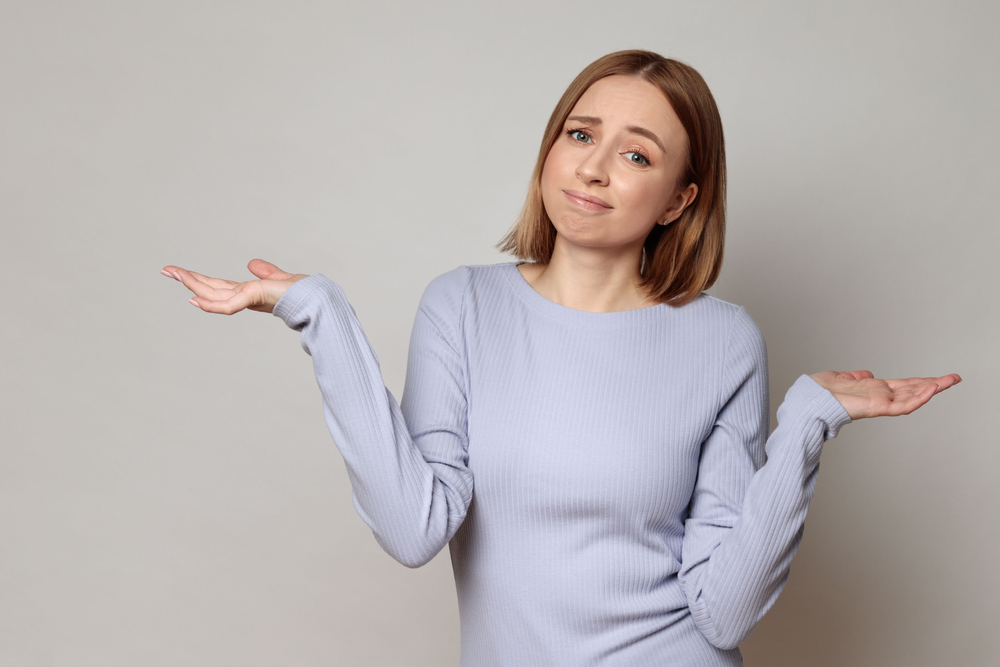 woman passive aggressive blue shirt