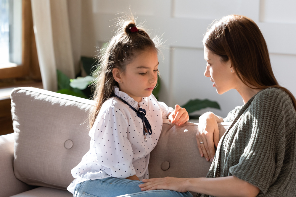 mother and daughter talking