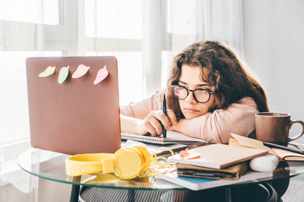 woman studying