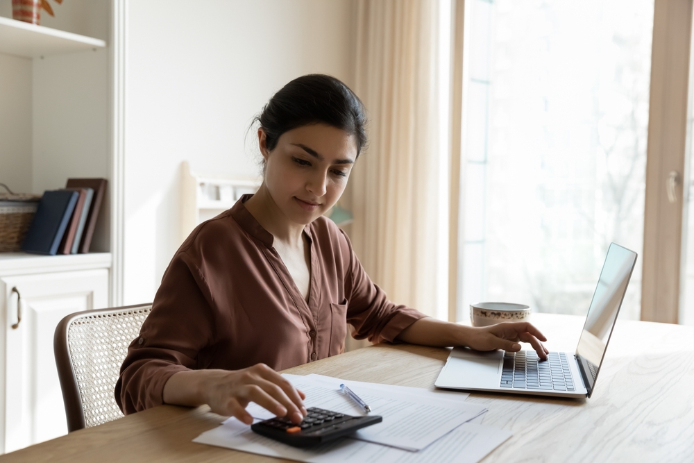 woman doing budget task