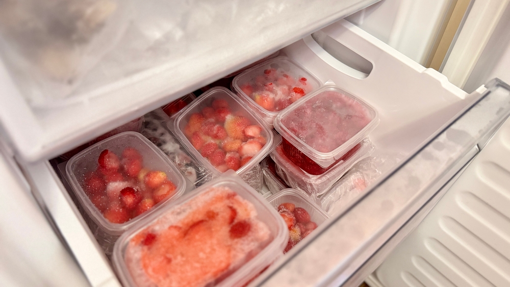 freezer full of frozen fruit