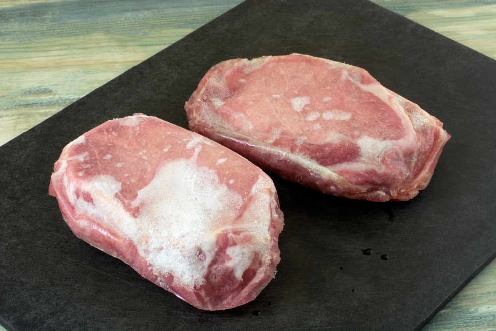 freezer-burned  meat