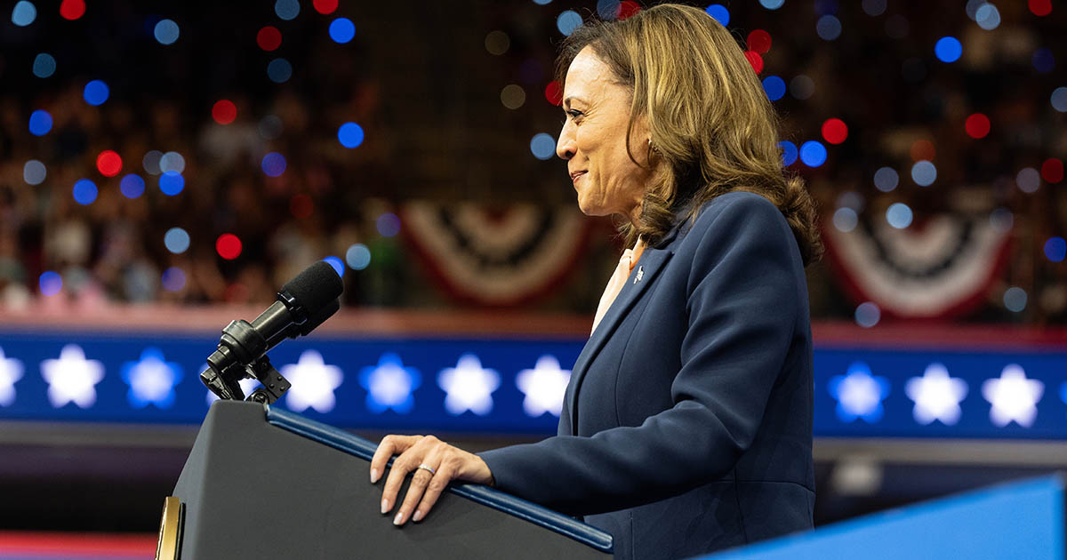  Vice President Kamala Harris speaks at the rally in Liacouras Center at Temple University in Philadelphia, PA on August 6, 2024 to introduce her running mate - Governor of Minnesota Tim Walz