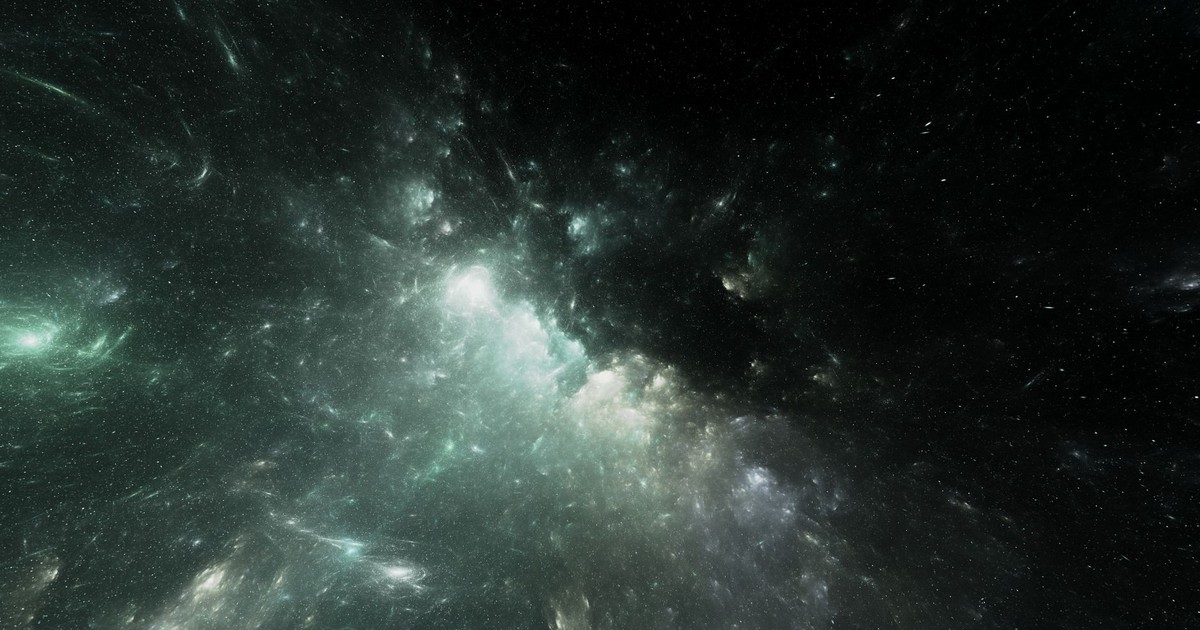 Ethereal image of a colorful nebula set against the vast starry cosmos.