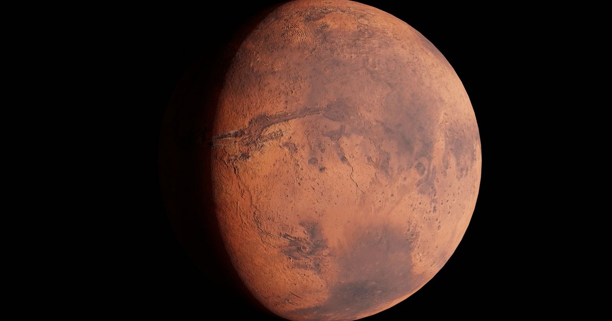 A high-resolution image capturing Mars with its surface details visible in space.