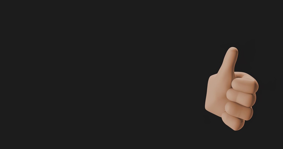 A 3D animated hand giving a thumbs up gesture on a black background, suitable for various positive themes.