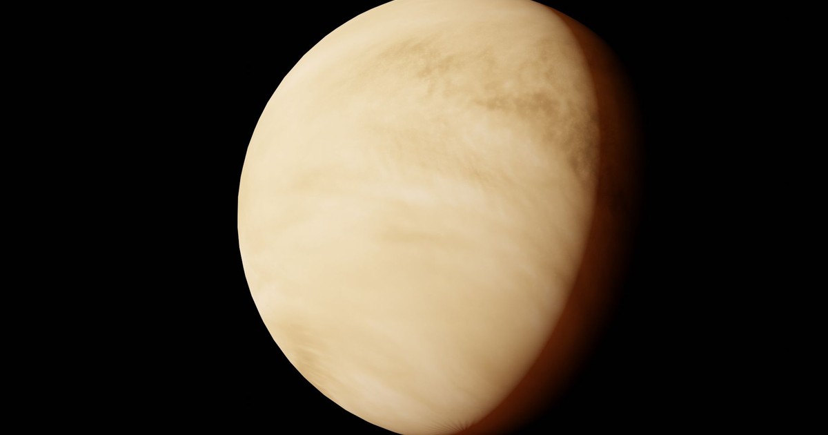 Detailed view of the planet Venus with a dark cosmic background.